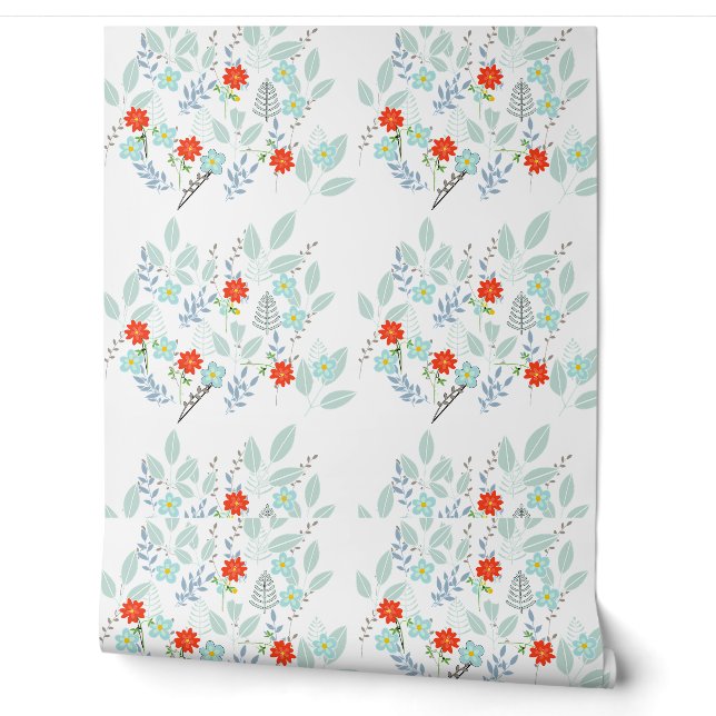 Red Blossom + Leaves  Wallpaper (Unrolling)