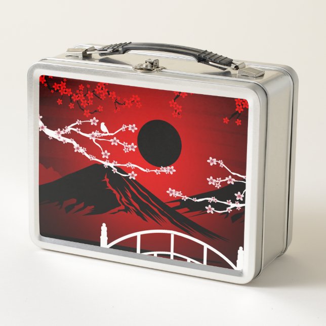 Red Blossom Metal Lunch Box (Front)