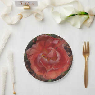 red blossom paper plate