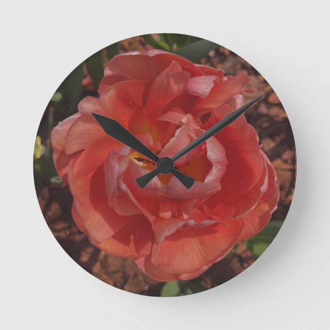 red blossom  round clock (Front)
