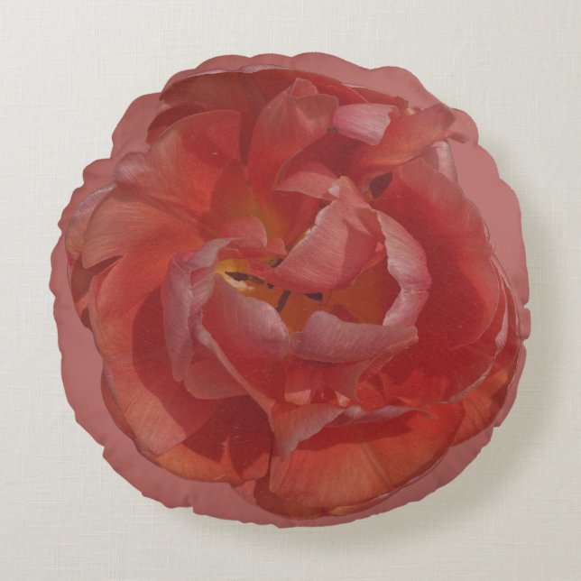 red blossom  round cushion (Front)