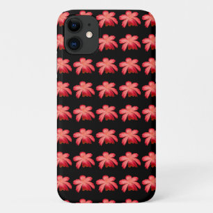 Red Blossom Watercolor Floral Pattern on Black iPhone 11 Case