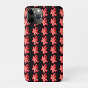 Red Blossom Watercolor Floral Pattern on Black iPhone 11 Pro Case