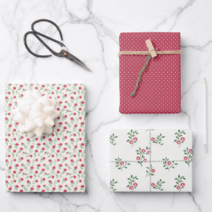 Red Blossom Whimsy 3 Wrapping Paper Sheet