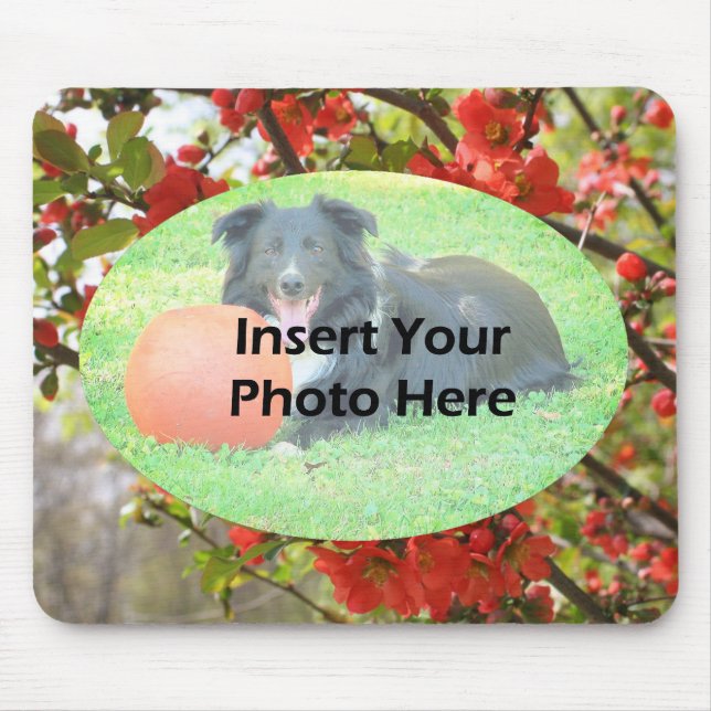 Red Blossoms Floral Photo Frame Mouse Pad (Front)