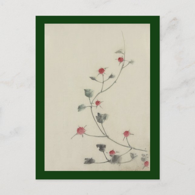 Red Blossoms on Vine Hokusai Japanese Fine Art Postcard (Front)
