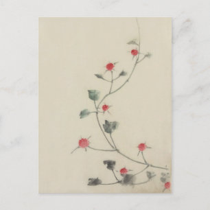 Red Blossoms on Vine Hokusai Japanese Fine Art Postcard