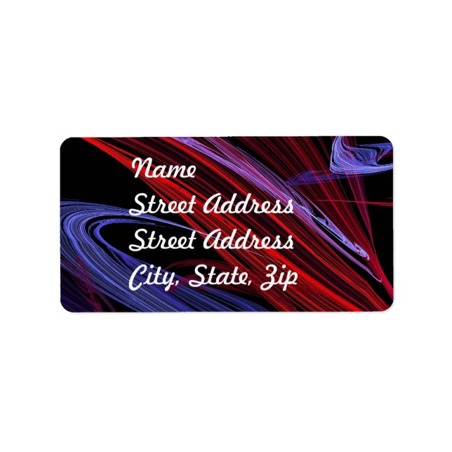 Red Blue Abstract Fractal Address Sticker (Front)