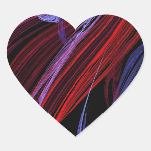 Red Blue Abstract Fractal Heart Sticker