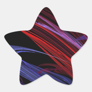Red Blue Abstract Fractal Star Sticker
