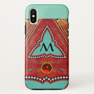 RED BLUE ABSTRACT GEOMETRIC TRIANGLE MONOGRAM iPhone XS CASE