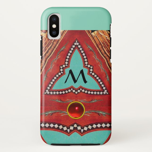 RED BLUE ABSTRACT GEOMETRIC TRIANGLE MONOGRAM Case-Mate iPhone CASE (Back)