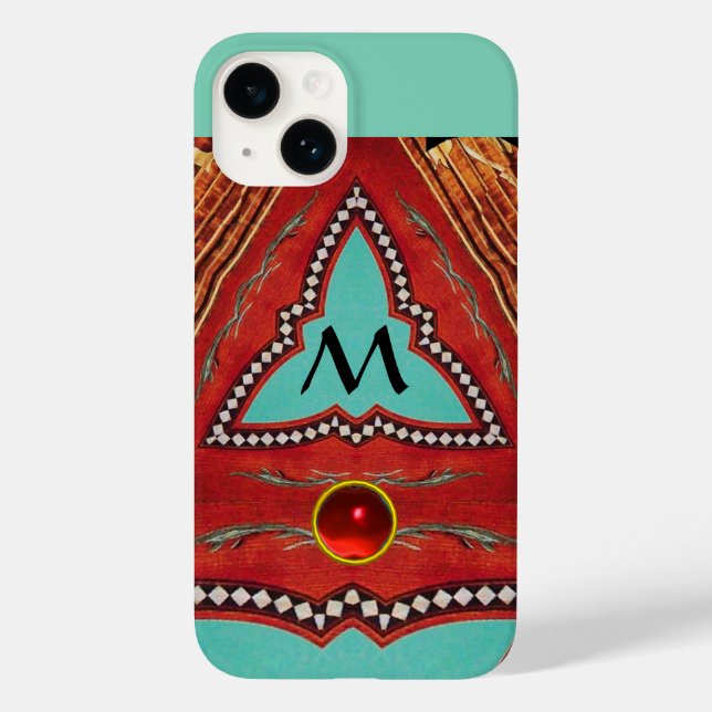RED BLUE ABSTRACT GEOMETRIC TRIANGLE MONOGRAM Case-Mate iPhone CASE (Back)
