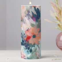 Red Blue Abstract Painting Floral Pattern