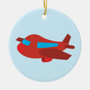 Red & Blue Aeroplane Ceramic Ornament