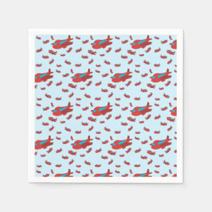 Red & Blue Aeroplane Pattern Napkin
