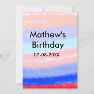 Red blue American boy birthday add name date Invitation