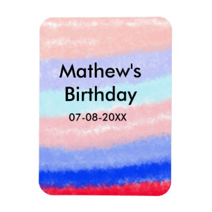 Red blue American boy birthday add name date  Magnet