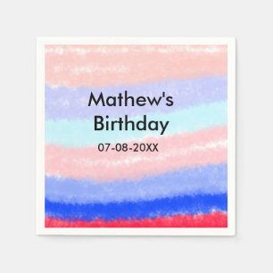 Red blue American boy birthday add name date Napkin