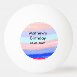 Red blue American boy birthday add name date  Ping Pong Ball