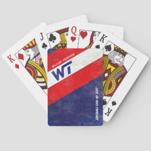 red blue american colours diagonally striped playing cards