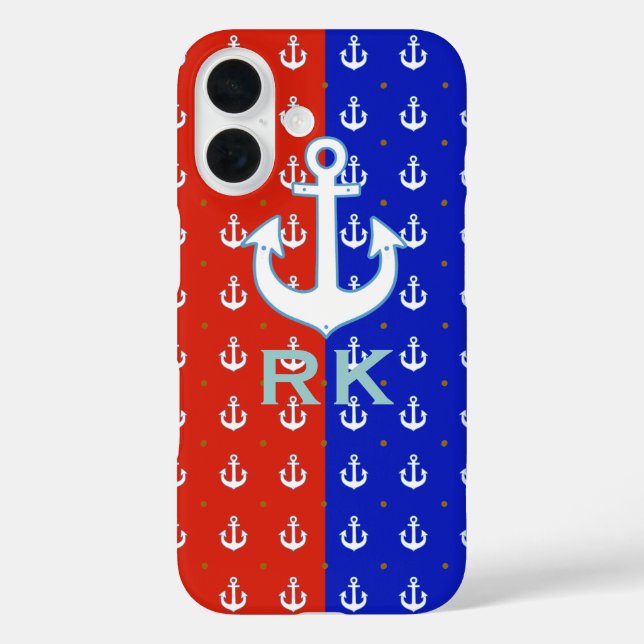 Red Blue Anchors and Initials Case-Mate iPhone Case (Back)