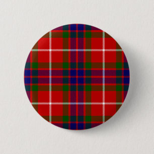 Red Blue and Green Clan Fraser Tartan 6 Cm Round Badge