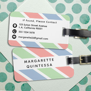 Red, Blue and Green Pastel Stripes Pattern Stylish Luggage Tag