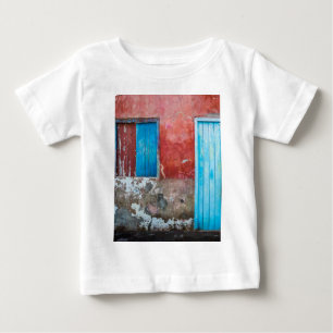 Red, blue and grey wall, door and window baby T-Shirt