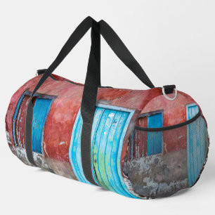 Red, blue and grey wall, door and window duffle bag