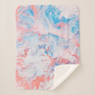 Red, blue, and white abstract painting sherpa blanket