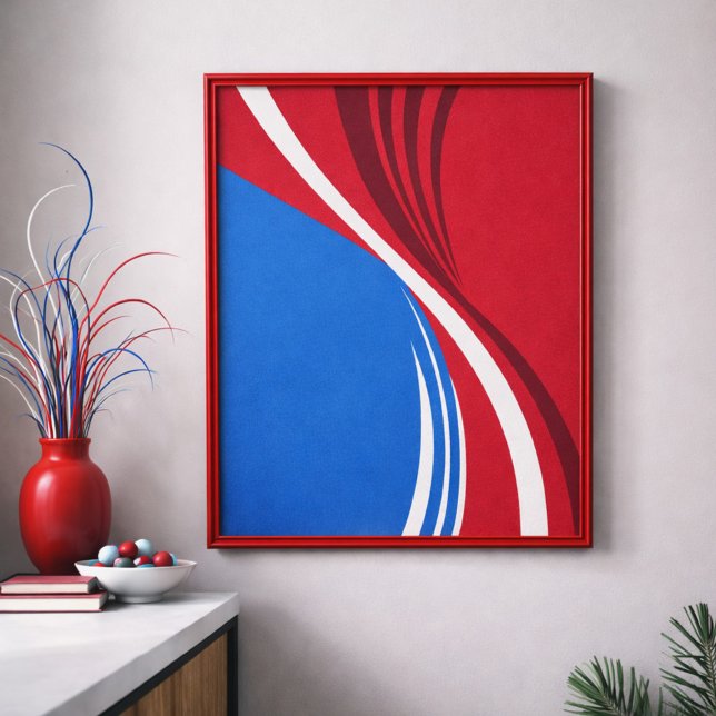 Red, Blue, and White Abstract Wave Design Poster (Creator Uploaded)