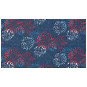 Red Blue and White Fireworks Half Drop Pattern Tablecloth