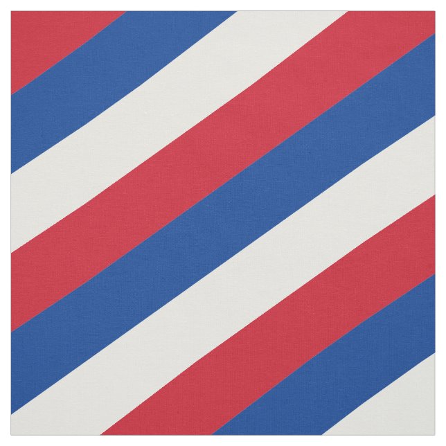 Red, blue and white striped pattern fabric (Swatch)