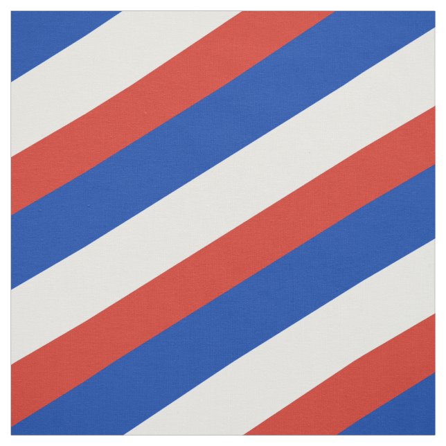 Red,  blue and white striped pattern fabric (Swatch)