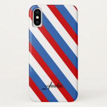 Red Blue and White Stripes Monogram