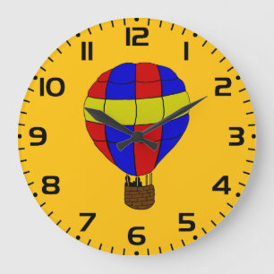 Red Blue and Yellow Hot Air Balloon Large Clock
