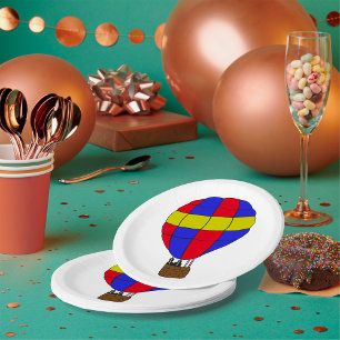 Red Blue and Yellow Hot Air Balloon Paper Plate