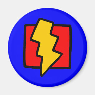 Red Blue and Yellow Lightning Bolt Magnet