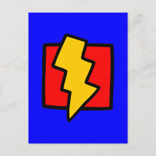 Red Blue and Yellow Lightning Bolt Postcard