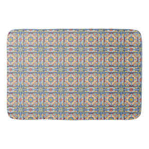 Red, Blue and Yellow Tiles Bath Mat