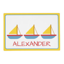 Red Blue and Yellow Toy Sailboats Personalised