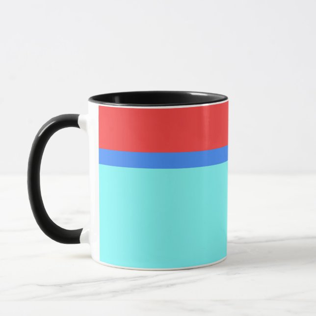 RED BLUE AQUA STRIPE MUG (Left)