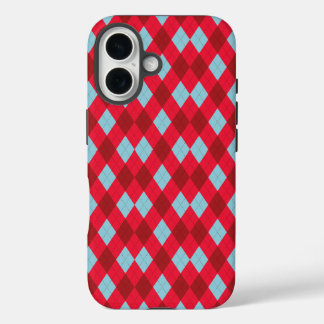 Red & Blue Argyle iPhone 16 Case