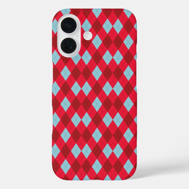 Red & Blue Argyle Case-Mate iPhone Case (Back)