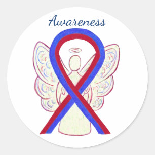 Red & Blue Awareness Ribbon Angel Sticker Decal