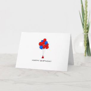 Red & Blue Balloons - Happy Birthday Greeting Card