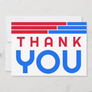 Red & Blue Bars Grad Party Thank You Card