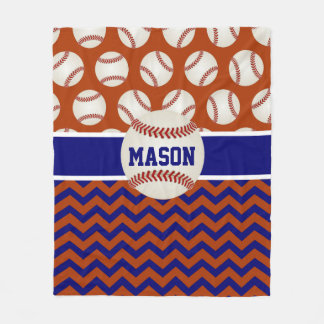 Red Blue Baseball Personalised Fleece Blanket
