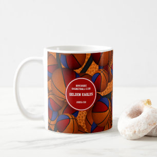 Red blue basketball team colours coach name coffee mug